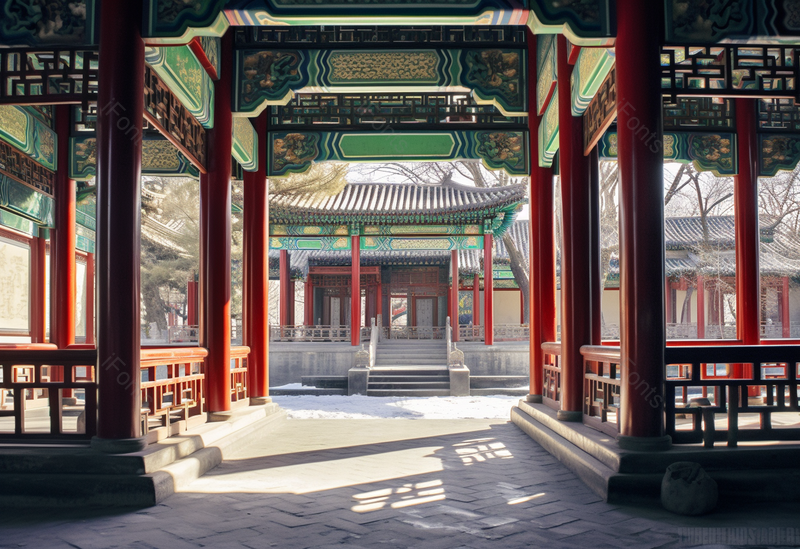 中式古建颐和园谐趣园游廊内部,高清,摄影图,摄影图片,图片大全,摄影图免费下载